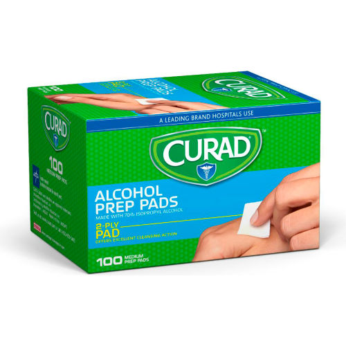 Medline Curad® Alcohol Prep Pads, Medium, 2-Ply, 100 per Box/24 Boxes per Case