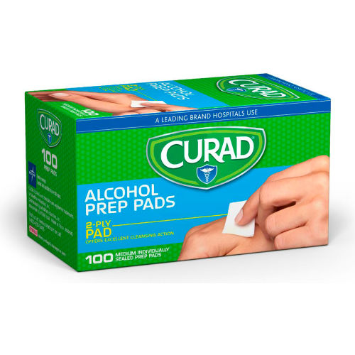 Medline Curad® Sterile Alcohol Prep Pads, Medium, 2-Ply, 100 Per Box/30 Boxes per Case