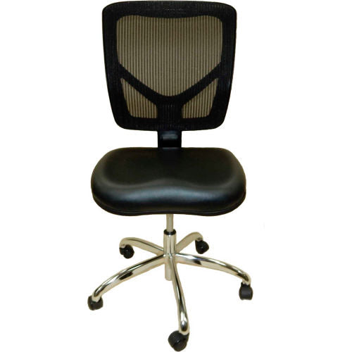 ShopSol Dental Lab Chair with Vinyl Seat and Mesh Backrest, Black