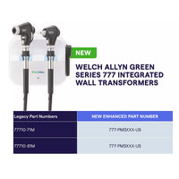 Integrated Wall System, Green Series™ 777, Welch Allyn, Green Series 777 Wall Transformer with Coaxial LED Ophthalmoscope and MacroView Basic LED Otoscope