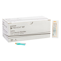 Safety Hypodermic Needle, McKesson Prevent®, 5/8 Inch Length, 25 Gauge, Ultra Thin Wall, Hinged Safety Needle, Box of 100