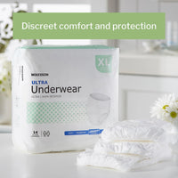 Unisex Adult Absorbent Underwear, McKesson, Ultra, Pull On with Tear Away Seams, Disposable, Heavy Absorbency