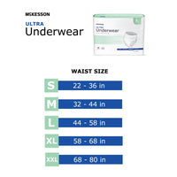 Unisex Adult Absorbent Underwear, McKesson, Ultra, Pull On with Tear Away Seams, Disposable, Heavy Absorbency