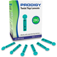 Prodigy® Twist Top Lancets, 28G, 100 Count