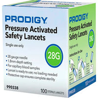 Prodigy® Pressure Activated Safety Lancets, 28G, 1.8mm, Blue, 100 Count