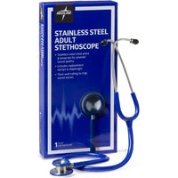 Medline Elite Adult Stethoscope, 22"L Tubing, Blue