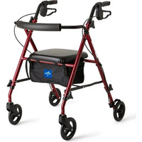 Medline Superlight Aluminum Rollator w/ 6" Casters, Burgundy