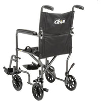 Lightweight Steel Transport Wheelchair, 19"W Seat, Silver Vein Frame and Black Upholstery