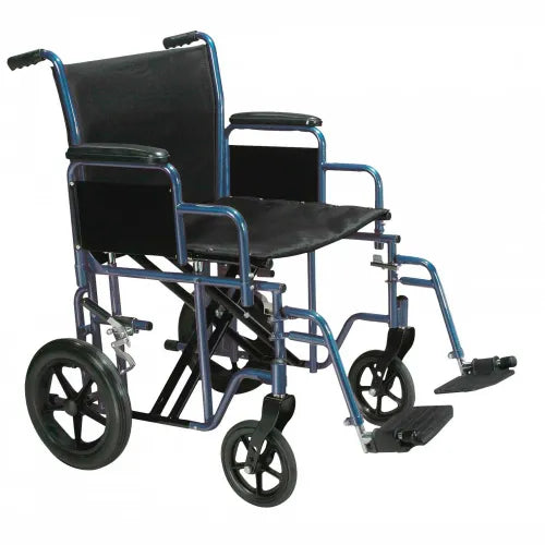 Drive Medical BTR22-B Bariatric Heavy Duty Transport Wheelchair, 22" Seat Width, Blue Frame