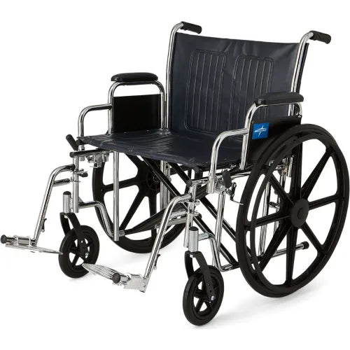 Medline Extra Wide Excel Wheelchair w/ Removable Desk Arms & Swing Away Footrests, 22"W Seat