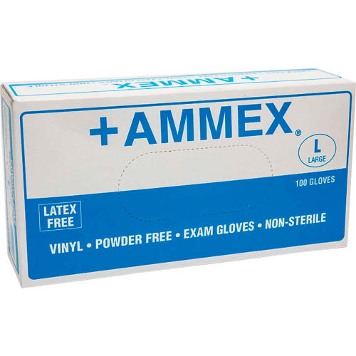 Ammex® VPF Medical/Exam Grade Vinyl Gloves, 4 Mil, Powder-Free, Clear, 100/Box